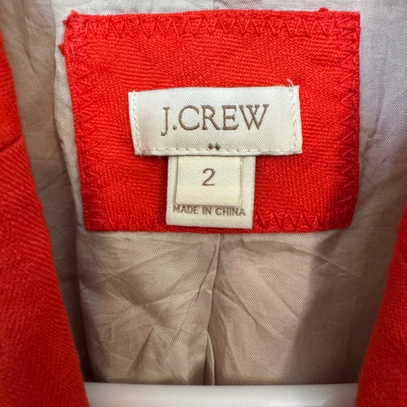 J.Crew Orange 100% Linen Schoolboy Blazer Jacket Casual Lined 37358 - Size 2! - Picture 2 of 7
